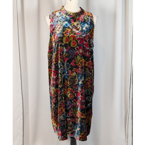 LOFT Velvet Floral Mock Neck Sleeveless Dress Size Large - Picture 13 of 13